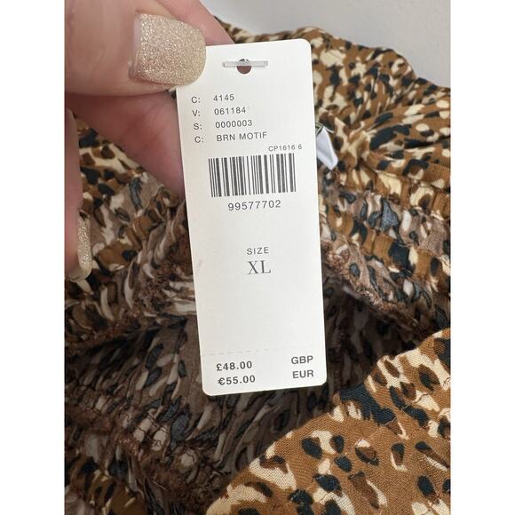 Anthropologie Celandine Brown Motif Tiered Ruffle Shorts XL Cotton NWT - Picture 4 of 7